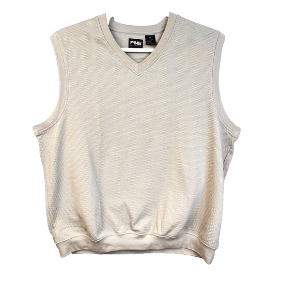 Ping Collection Golf Vest Men's XL Cream V Neck Preppy Casual Cotton Blend - Picture 1 of 9